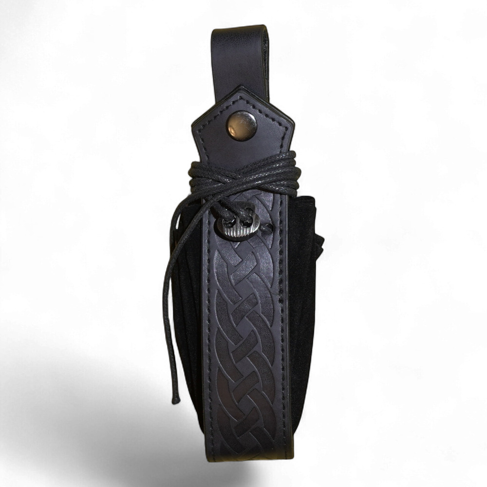 VTG-Inspired Medieval FauxLeather Belt Potion Bottle Pouch Viking Black NWT